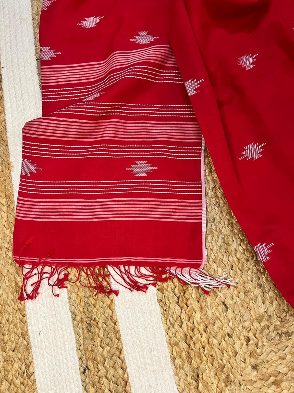 Mul Cotton Red Saree