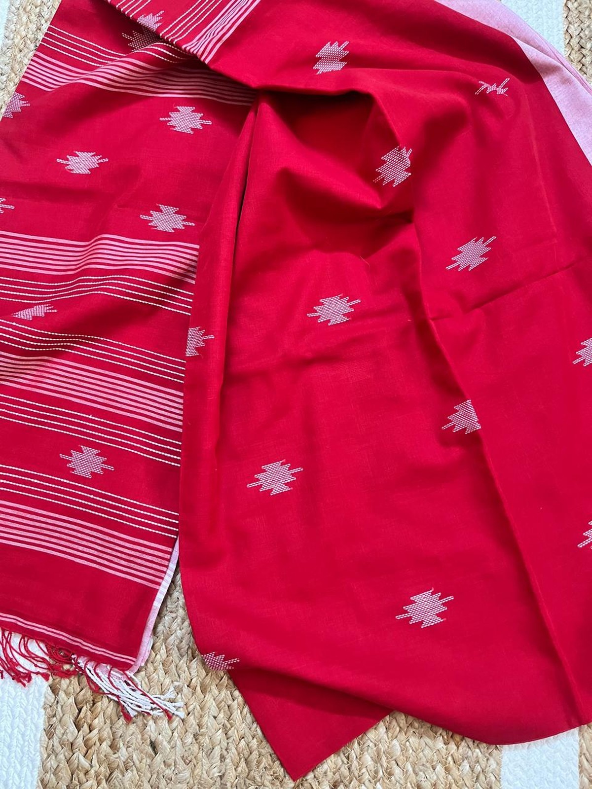 Mul Cotton Red Saree